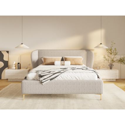 Letto imbottito DALIA 160x200 cm senza materasso, beige