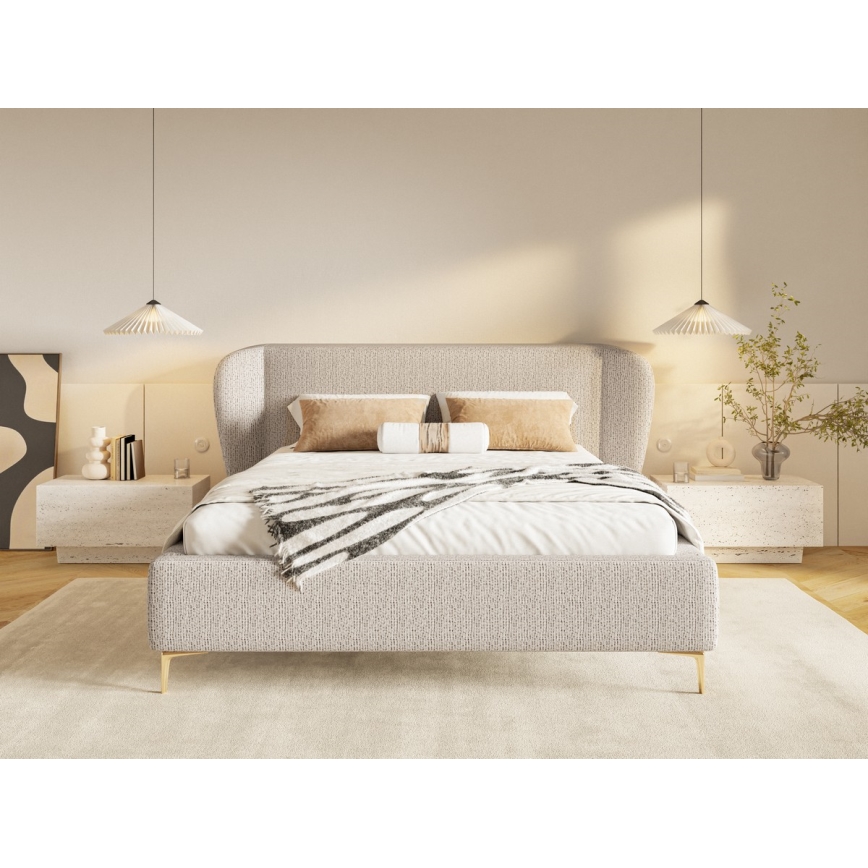 Letto imbottito DALIA 160x200 cm senza materasso, beige