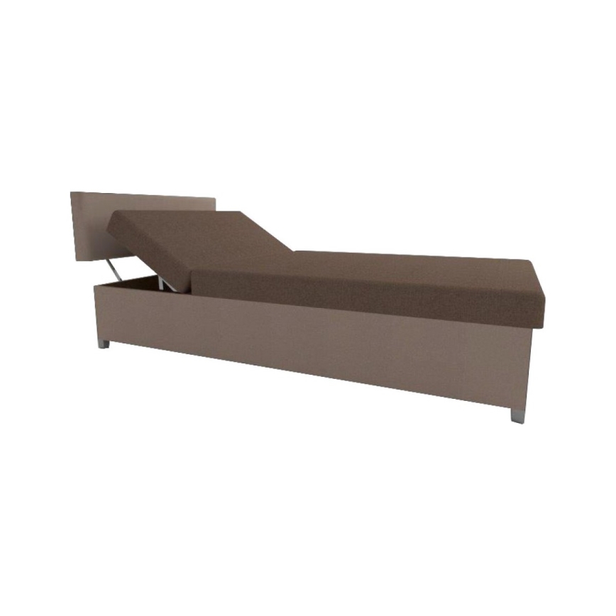 Divano-letto imbottito reclinabile con vano contenitore DALLAS 108x205 cm marrone/marrone scuro