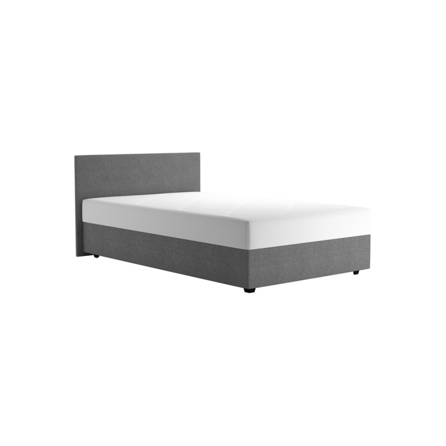 Letto imbottito DARIA 120x200 cm con contenitore e materasso, grigio