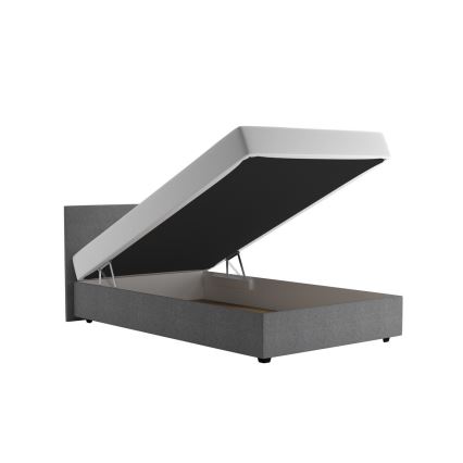 Letto imbottito DARIA 120x200 cm con contenitore e materasso, grigio