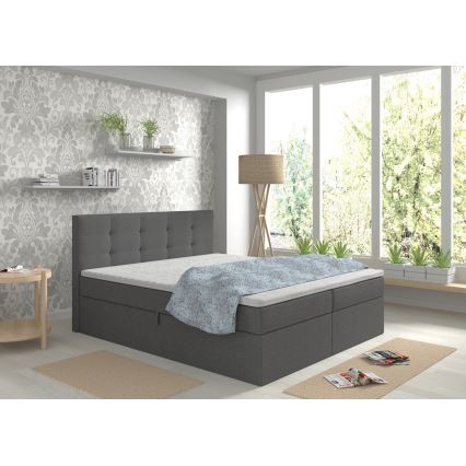 Letto imbottito con materassi e topper, con contenitore EMBER 180x200 cm antracite