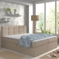 Letto imbottito EMBER 180x200 cm con materassi, topper e contenitore, beige