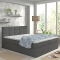 Letto imbottito EMBER 180x200 cm in antracite con materassi, topper e vano contenitore