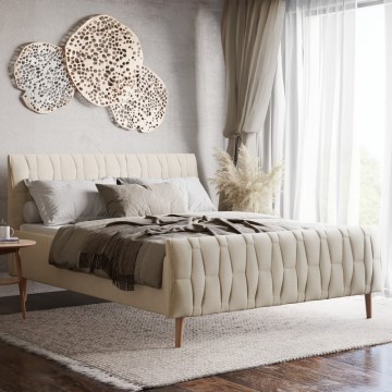 Letto imbottito FLORA 180x200 cm senza materasso, beige