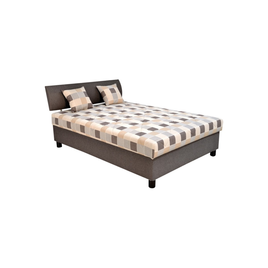 Letto imbottito GEORGE 140x200 cm con contenitore e materasso marrone