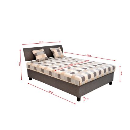 Letto imbottito GEORGE 140x200 cm con contenitore e materasso marrone