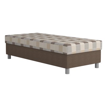 Letto imbottito GEORGE 90x200 cm con contenitore e materasso, marrone