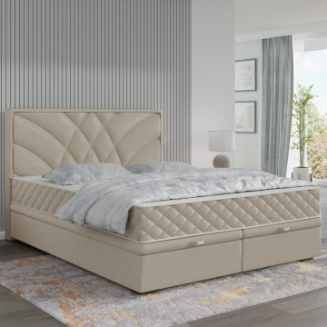 Letto imbottito GINA 180x200 cm con materassi e contenitore, beige