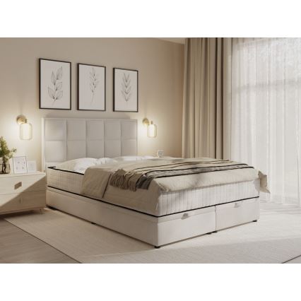 Letto imbottito con materassi e contenitore GRACE 180x200 cm beige