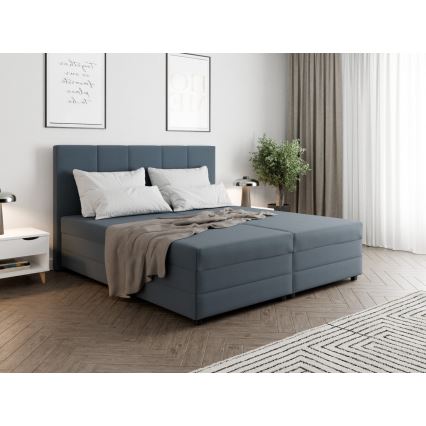Letto imbottito ISABEL 160x200 con materasso a molle e vano contenitore, grigio