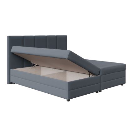Letto imbottito ISABEL 160x200 con materasso a molle e vano contenitore, grigio