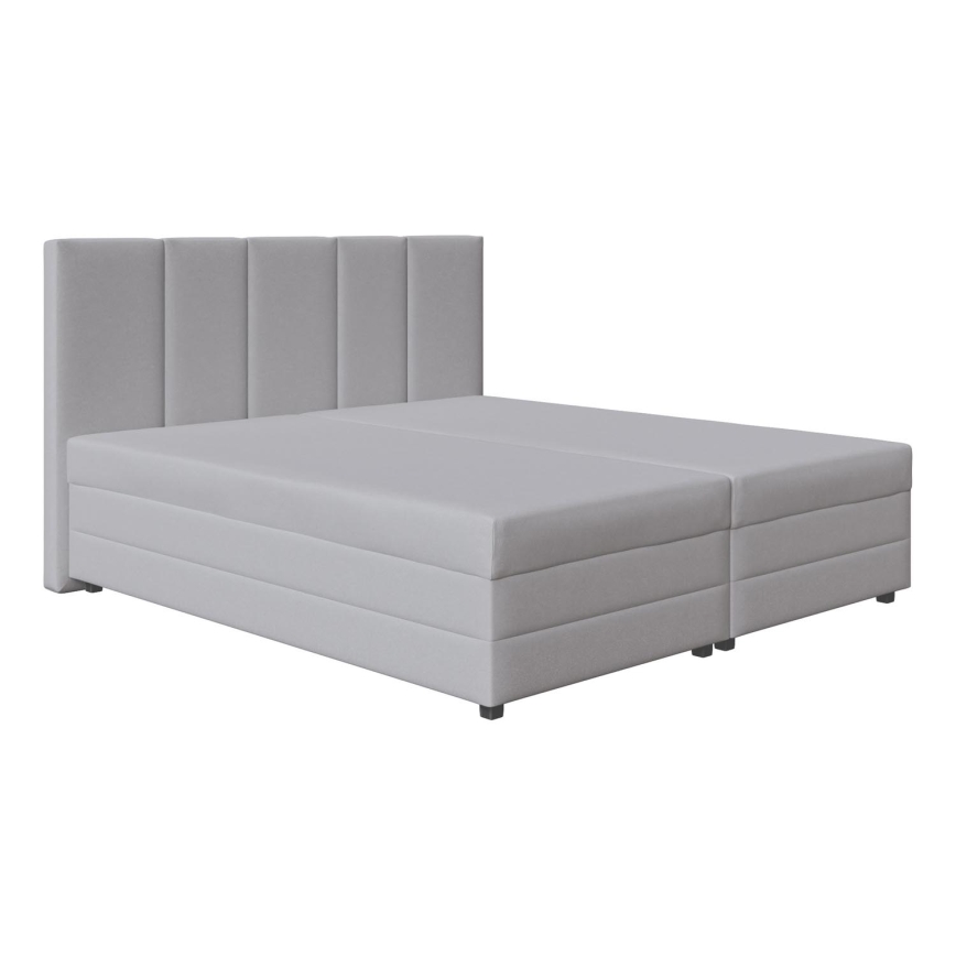 Letto imbottito ISABEL 180x200 con materasso a molle e contenitore, grigio chiaro