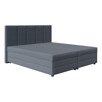 Letto imbottito ISABEL 180x200 con materasso a molle e contenitore, grigio