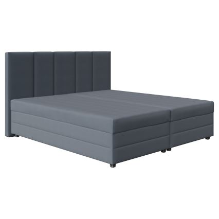 Letto imbottito ISABEL 180x200 con materasso a molle e contenitore, grigio
