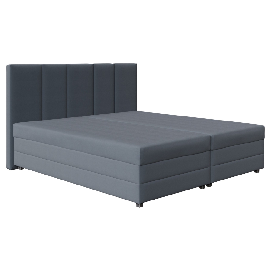 Letto imbottito ISABEL 180x200 con materasso a molle e contenitore, grigio