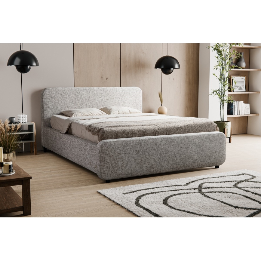 Letto imbottito LAJLA 180x200 cm, senza materasso, beige