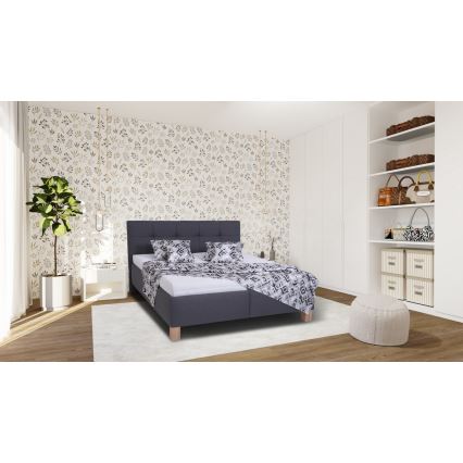 Letto imbottito MARIA 160x200 cm con materasso incluso e vano contenitore, grigio