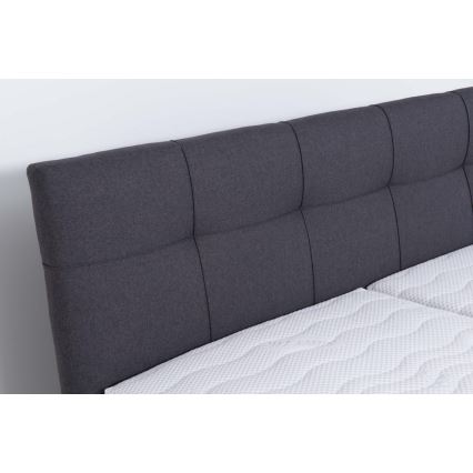 Letto imbottito MARIA 160x200 cm con materasso incluso e vano contenitore, grigio