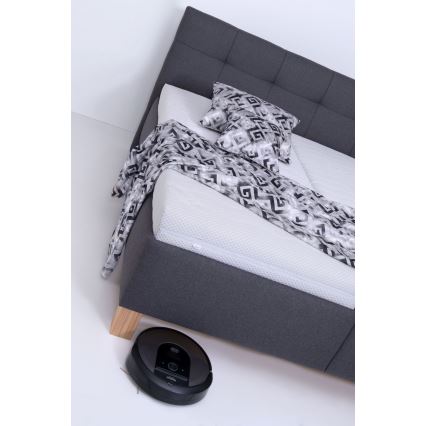 Letto imbottito MARIA 160x200 cm con materasso incluso e vano contenitore, grigio