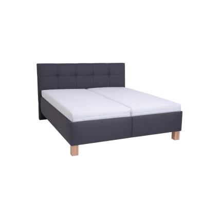 Letto imbottito MARIA 160x200 cm con materasso incluso e vano contenitore, grigio