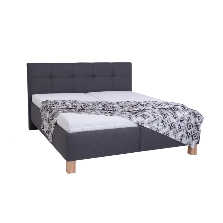 Letto imbottito MARIA 160x200 cm con materasso incluso e vano contenitore, grigio