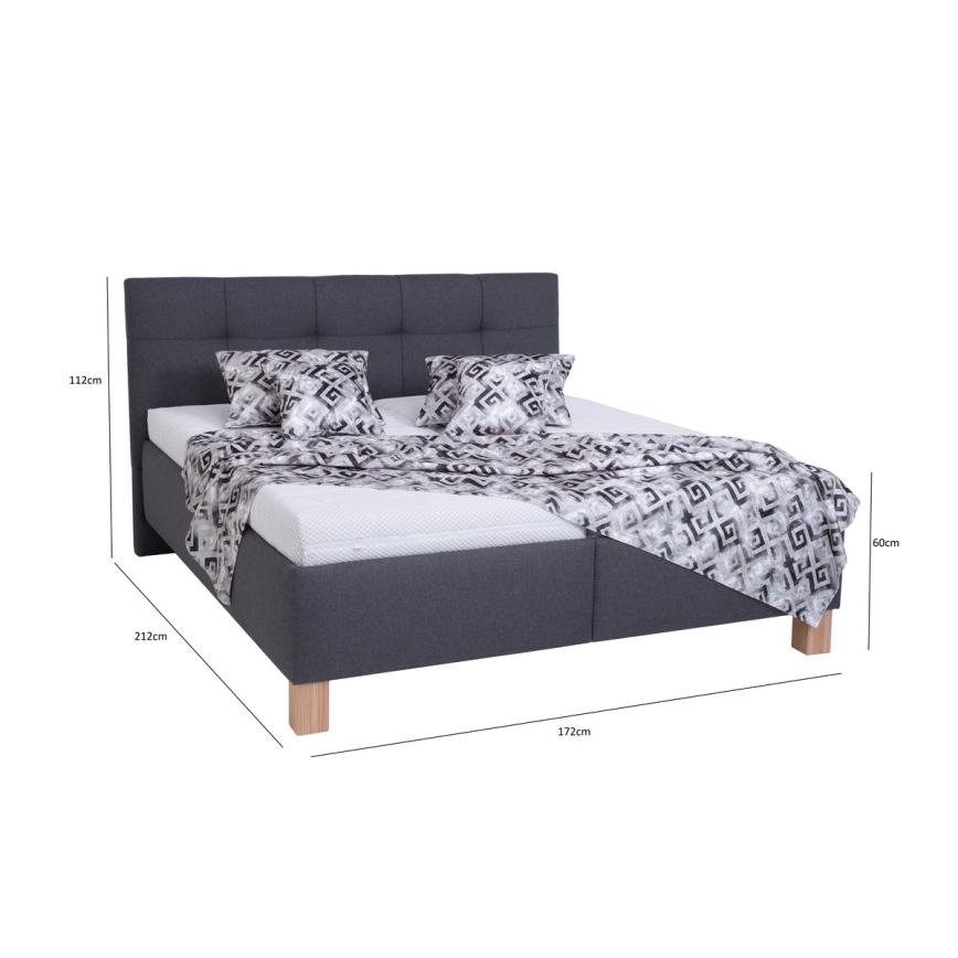 Letto imbottito MARIA 160x200 cm con materasso incluso e vano contenitore, grigio