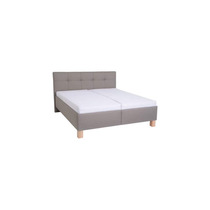 Letto imbottito MARIA 180x200 cm con materasso e vano contenitore, colore taupe