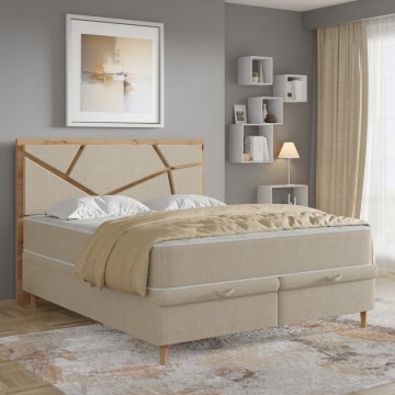 Letto imbottito NAOMI 180x200 cm con materassi e contenitore beige