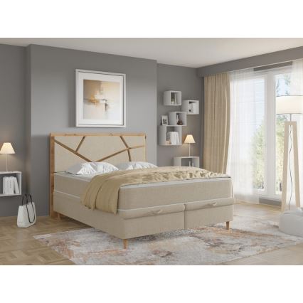 Letto imbottito con materassi e contenitore NAOMI 180x200 cm beige