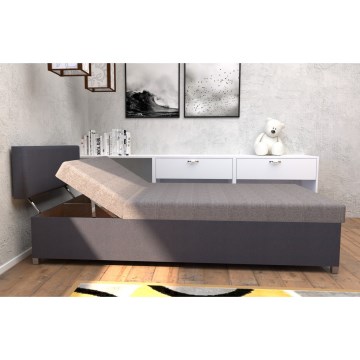 Letto imbottito reclinabile con vano contenitore DALLAS 108x205 cm grigio/antracite