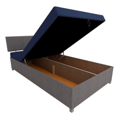 Letto imbottito reclinabile con vano contenitore DALLAS 108x205 cm grigio/blu