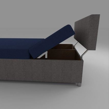 Letto imbottito reclinabile con vano contenitore DALLAS 108x205 cm grigio/blu