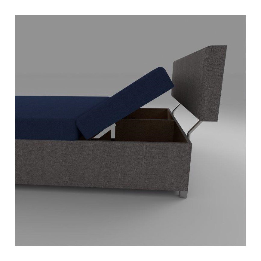 Letto imbottito reclinabile con vano contenitore DALLAS 108x205 cm grigio/blu