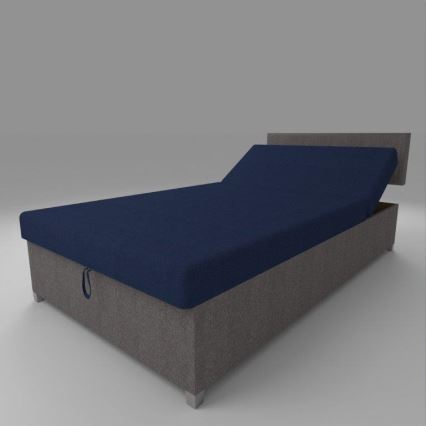 Letto imbottito reclinabile con vano contenitore DALLAS 108x205 cm grigio/blu
