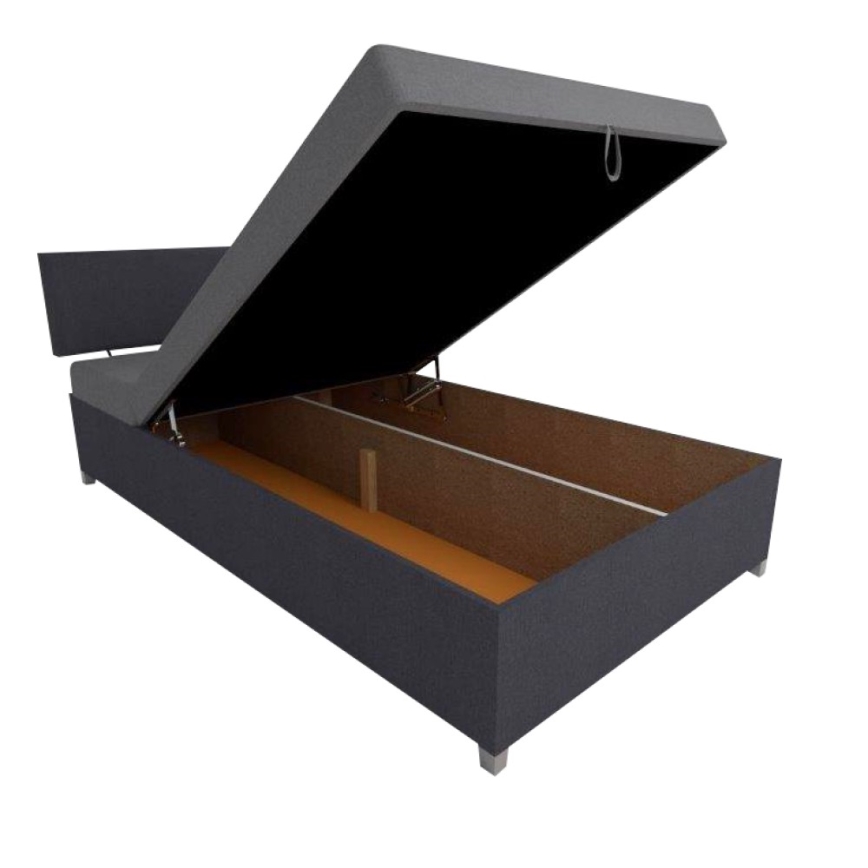 Letto imbottito reclinabile con vano contenitore DALLAS 108x205 cm grigio/antracite