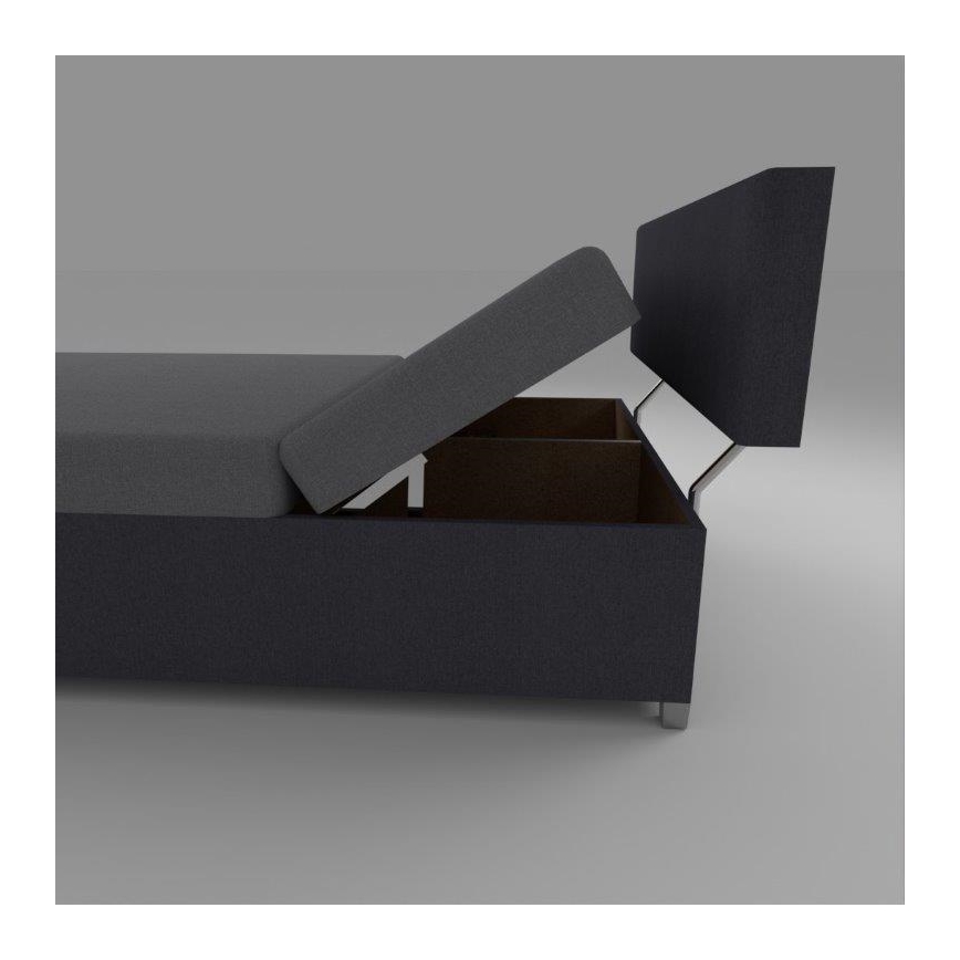 Letto imbottito reclinabile con vano contenitore DALLAS 108x205 cm grigio/antracite
