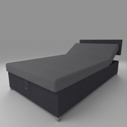 Letto imbottito reclinabile con vano contenitore DALLAS 108x205 cm grigio/antracite