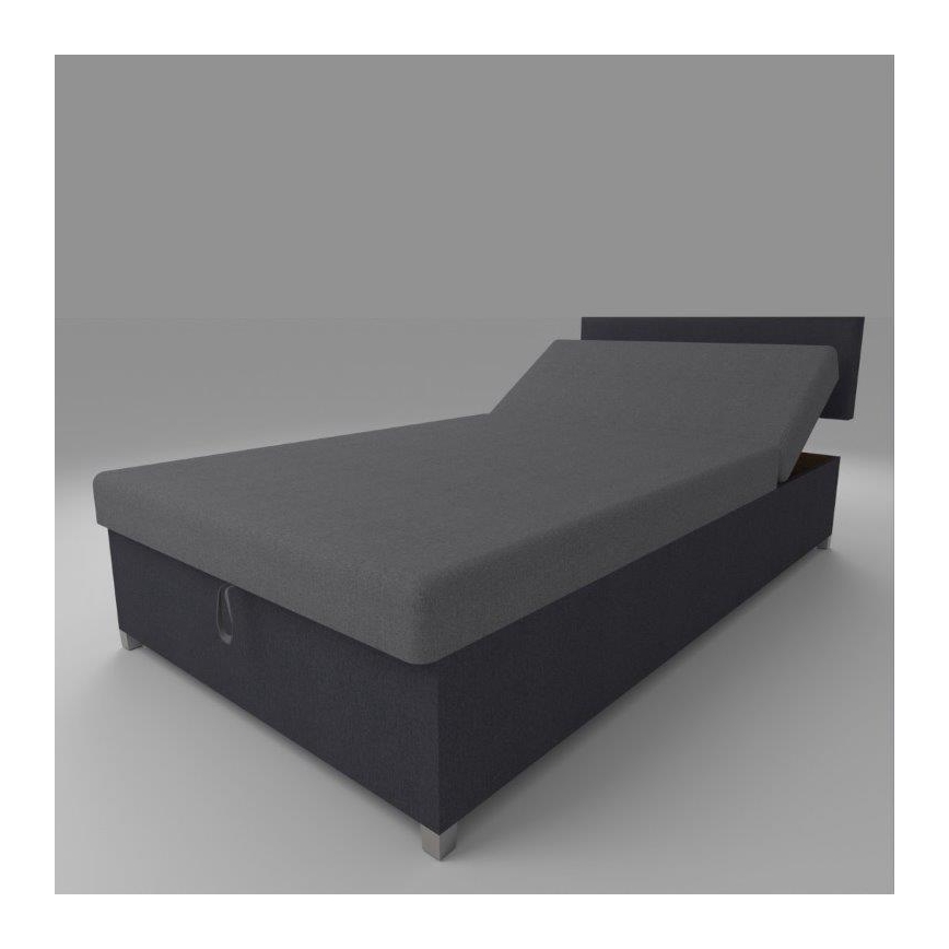 Letto imbottito reclinabile con vano contenitore DALLAS 108x205 cm grigio/antracite