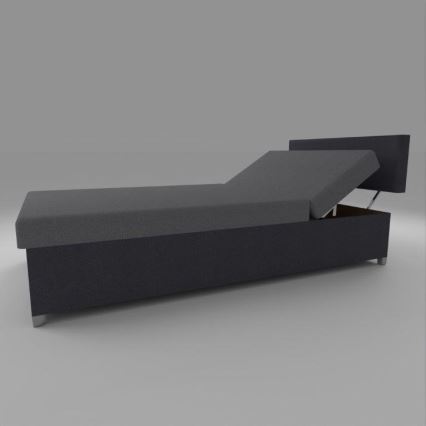 Letto imbottito reclinabile con vano contenitore DALLAS 108x205 cm grigio/antracite