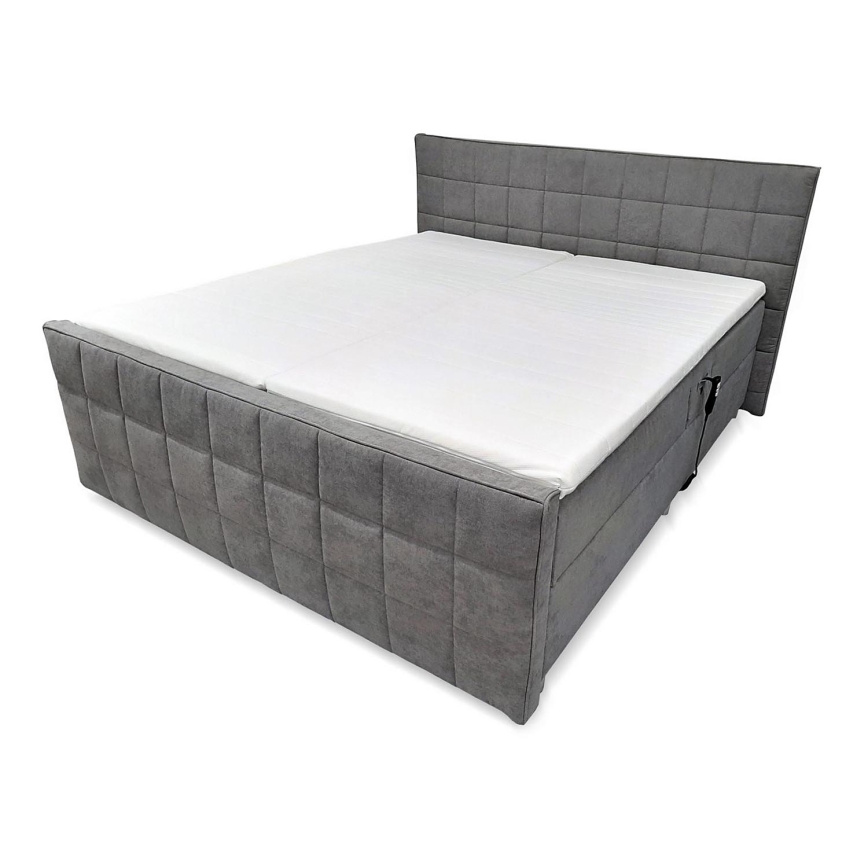 Letto imbottito regolabile elettricamente con materassi e topper HELEN 180x200 cm grigio