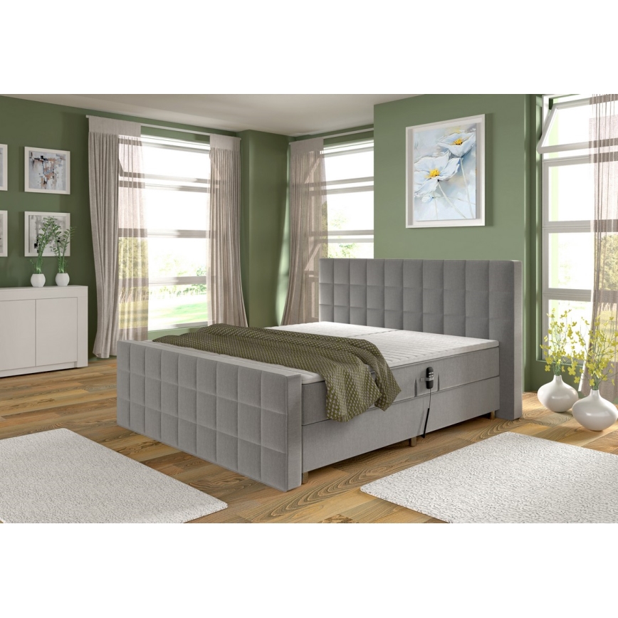 Letto imbottito regolabile elettricamente con materassi e topper HELEN 180x200 cm grigio