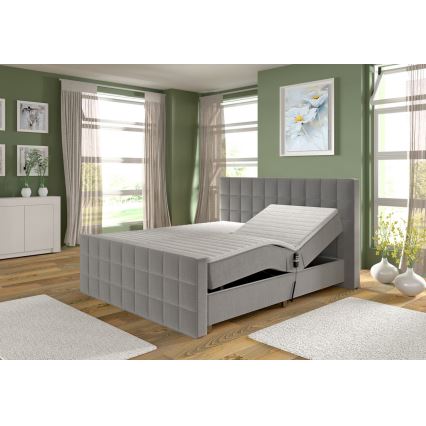 Letto imbottito regolabile elettricamente con materassi e topper HELEN 180x200 cm grigio