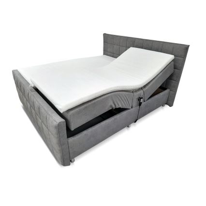 Letto imbottito regolabile elettricamente con materassi e topper HELEN 180x200 cm grigio