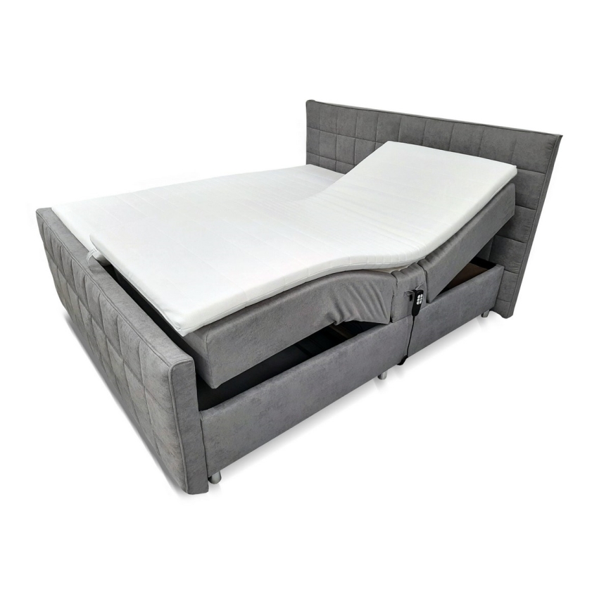 Letto imbottito regolabile elettricamente con materassi e topper HELEN 180x200 cm grigio