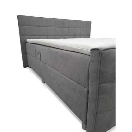 Letto imbottito regolabile elettricamente con materassi e topper HELEN 180x200 cm grigio