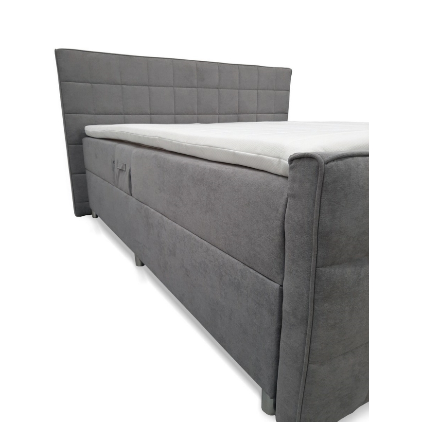 Letto imbottito regolabile elettricamente con materassi e topper HELEN 180x200 cm grigio