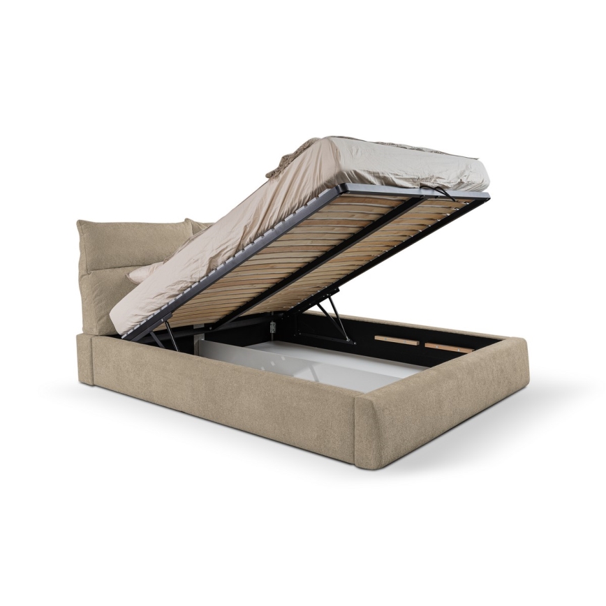 Letto imbottito senza materasso BASIL 180x200 cm beige