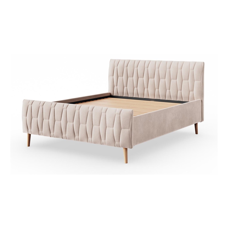 Letto imbottito senza materasso FLORA 160x200 cm beige