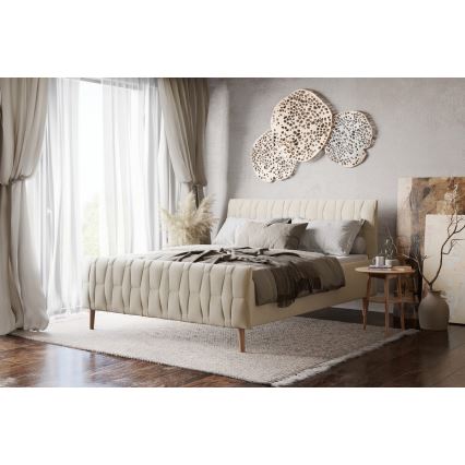 Letto imbottito senza materasso FLORA 160x200 cm beige